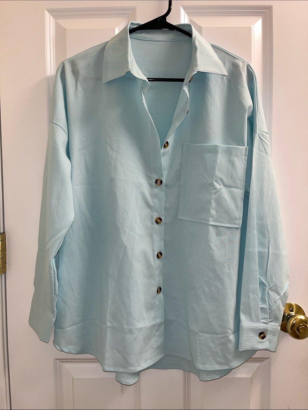 Light Blue Oversized Coastal / Beachy Button-Up Shirt